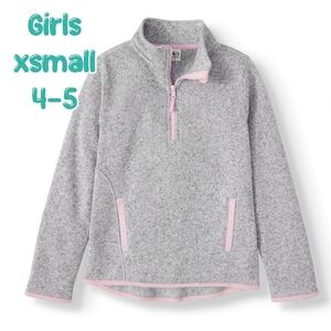 Athletic Works grey 1/2 zip hoodie fleece jacket fall sweater Girl Xsmall 4-5